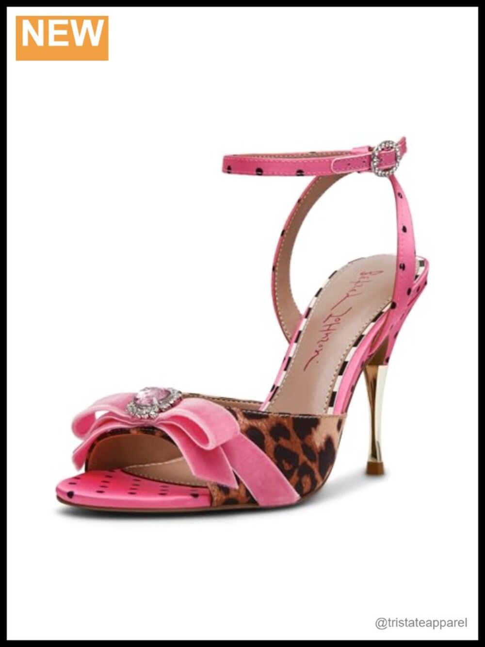 Betsey Johnson Quincyy Leopard Print Stiletto Heel Ankle Strap Heeled Sandal